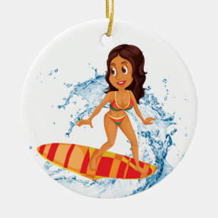Surfer Girl Keramisch Ornament
