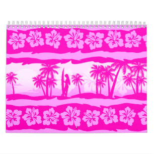 Surfer girl met palm kalender