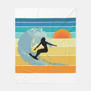 Surfer Girl Sunset Fleece Deken