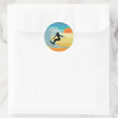 Surfer Girl  Sunset Ronde Sticker (Tas)