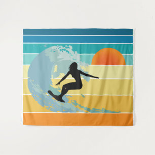 Surfer Girl Sunset Wandkleed