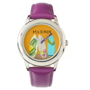 Surfer Girl Surfboard Art Wrist Watch Horloge