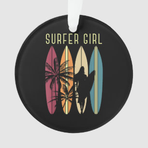 Surfer Girl Surfboard Surfred Women Girls Surf Oce Ornament