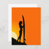 Surfer Girl Uitnodiging (Voorkant / Achterkant)
