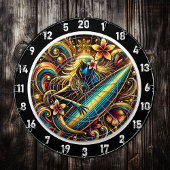 Surfer Glow met Tropical Sunset Art Dartbord