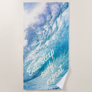 Surfer Golf Oceaan Blauw Wit Eten Slapen Surfen He Strandlaken