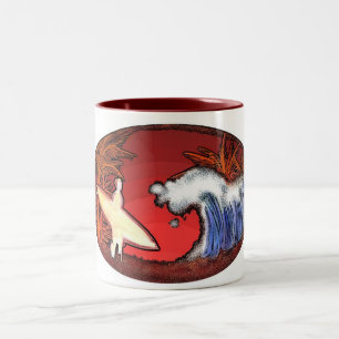 Surfer golven artistieke strand scene koffie mok