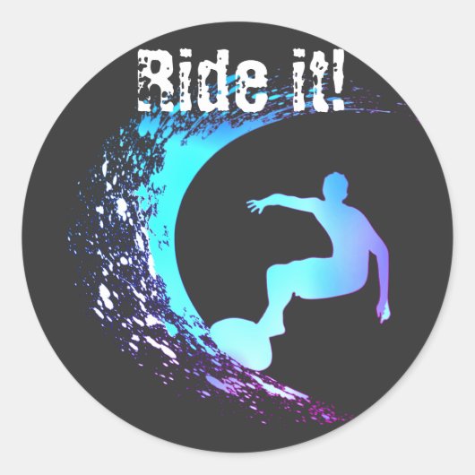 Surfer Graffiti-stijl Ronde Sticker (Voorkant)