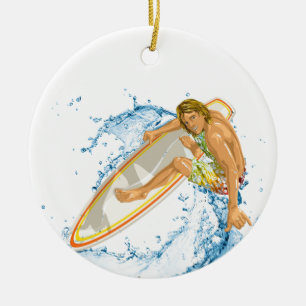 Surfer Guy Keramisch Ornament