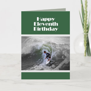 Surfer Happy Eleventh Birthday Kaart