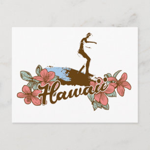 surfer Hawaï van het meisjesstrand surf Hawaiiaan Briefkaart