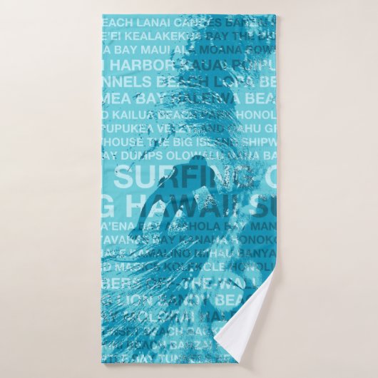 Surfer hawaïen surfant de pièce verte d'Hawaï - (Serviette de bain)