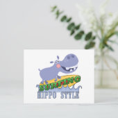 Surfer Hippopotamus Briefkaart (Staand voorkant)