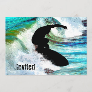 Surfer in Curling Wave Kaart