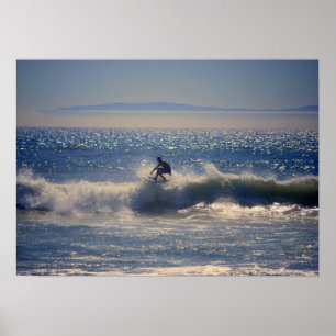 Surfer in Huntington Beach, Californië Poster