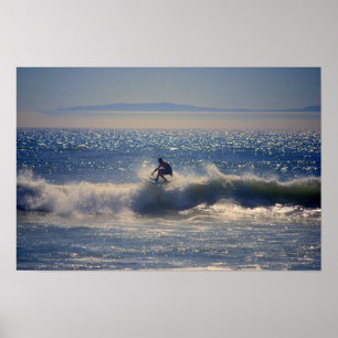 Surfer in Huntington Beach, Californië Poster