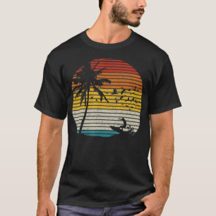 Surfer Island Sunset Retro Surfing Beach S T-shirt