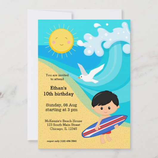 Surfer jongen kaart (Voorkant)