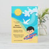 Surfer jongen kaart (Staand voorkant)