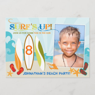 Surfer Kerel en Surf Boards Beach Birthday Kaart