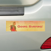 Surfer Kerel kleurrijke Poster Style Bumpersticker (Op auto)