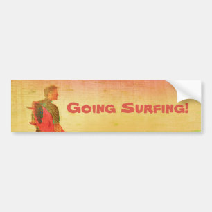 Surfer Kerel kleurrijke Poster Style Bumpersticker