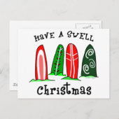 Surfer Kerstmis Feestdagenkaart (Voorkant / Achterkant)