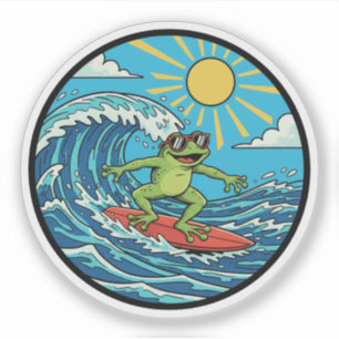 Surfer Kikker - Een Golf Vangen Sticker