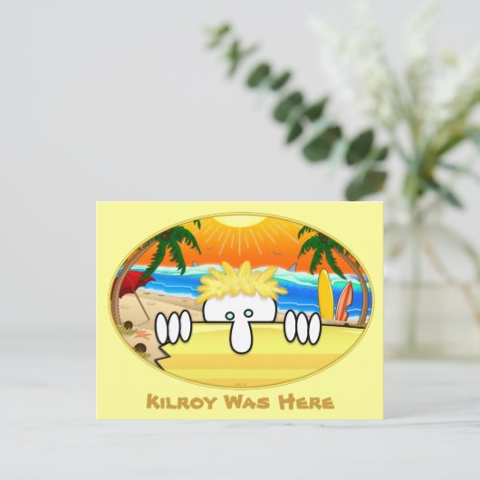 Surfer Kilroy Briefkaart 2 (Staand voorkant)