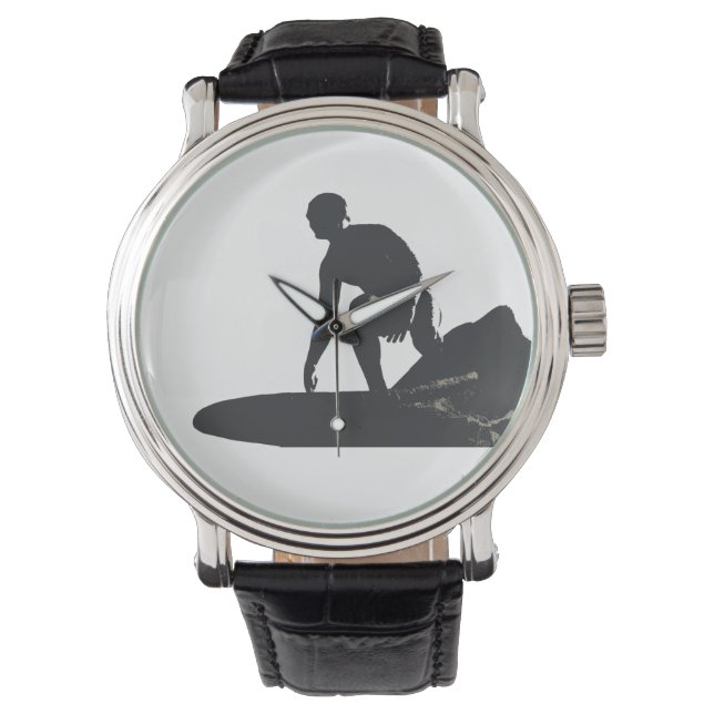 Surfer  lederen horloge (Voorkant)