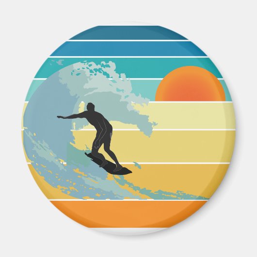 Surfer Man Sunset Magneet (Voorkant)