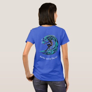surfer meisje in de krul t-shirt