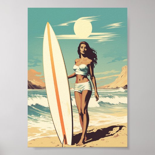 Surfer Meisje Poster (Voorkant)