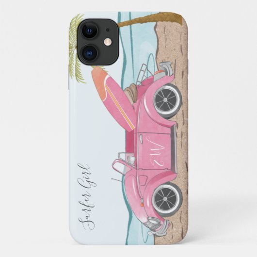 Surfer Meisje Roze Auto Strand Case-Mate iPhone Case (Achterkant)