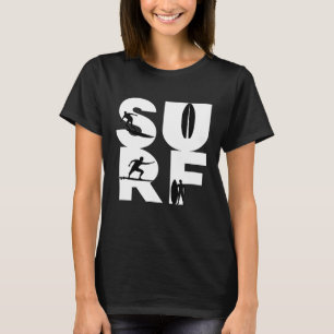 Surfer met surfplanken in SURF Wave rijder TShirt