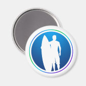 Surfer met surfplankmagneet magneet (Voorkant / Achterkant)