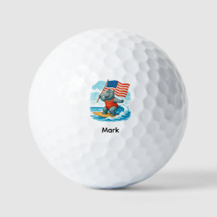 Surfer Nijlpaard Surft op 4 juli Onafhankelijkheid Golfballen