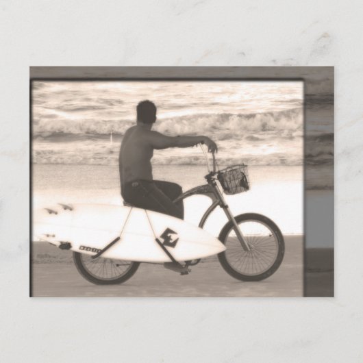 Surfer op Bike Briefkaart (Voorkant)