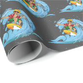 Surfer op Blue Wave Cadeaupapier (Rol Hoek)