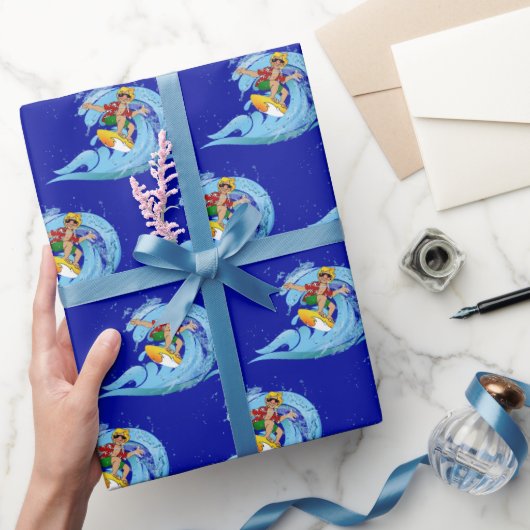 Surfer op Blue Wave Cadeaupapier (Geschenken)