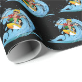 Surfer op Blue Wave Cadeaupapier (Rol Hoek)