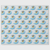 Surfer op Blue Wave Cadeaupapier (Vlak)