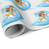 Surfer op Blue Wave Cadeaupapier (Rol Hoek)