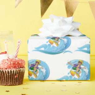 Surfer op Blue Wave Cadeaupapier