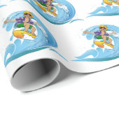 Surfer op Blue Wave Cadeaupapier (Rol Hoek)