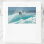 Surfer op een grote golf rechthoek sticker (Tas)
