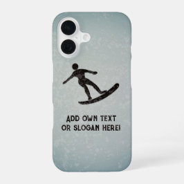 Surfer op metaal, zwart en staal, grijs, aangepast iPhone 16 hoesje