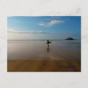 Surfer op Perranporth Beach Cornwall England Briefkaart