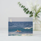 Surfer Paddling Out Briefkaart (Staand voorkant)