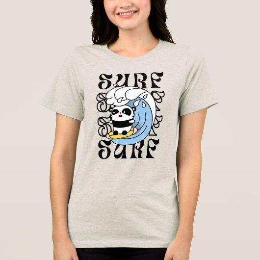 Surfer Panda Tri-Blend Shirt (Voorkant)